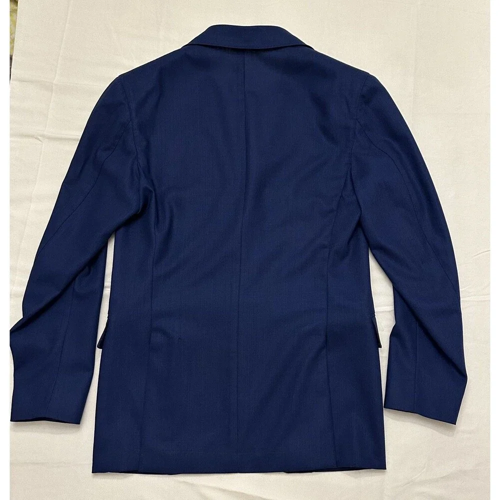 Luigi Bianchi Mantova Loro Piana Wool Blue Blazer Jacket EU 48 US 38R Pockets
